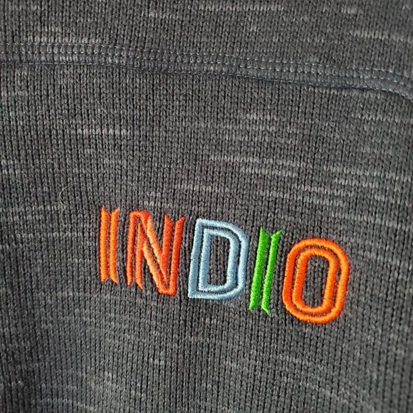 Eddie Bauer Men's Size L INDIO Embroidered Navy Blue 1/4 Quarter-Zip Pullover - Picture 2 of 12